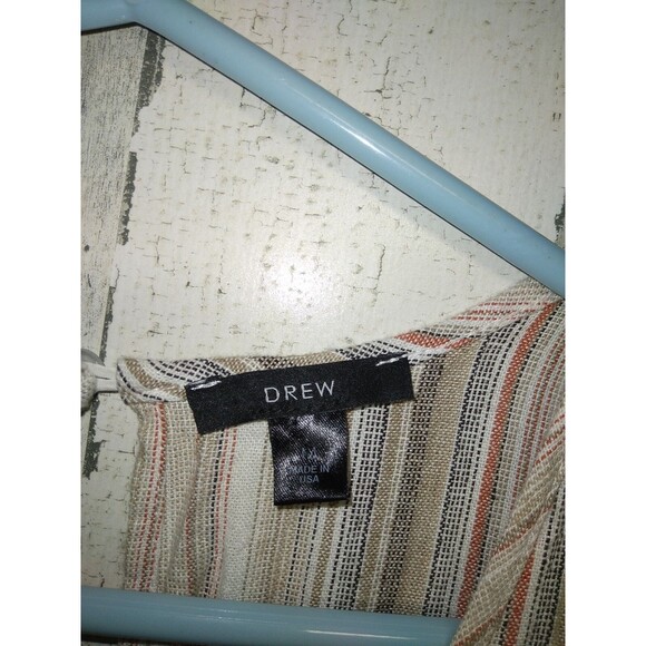 Anthropologie DREW Striped Linen Blend Jumpsuit Beige Black Size Medium - Picture 4 of 9